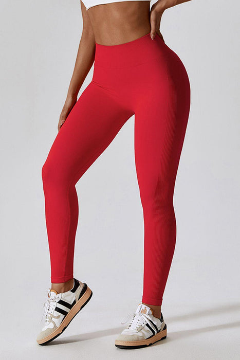 Dynamic Workout Essential: Stretchy Nylon Sports Leggings with Wide Waistband