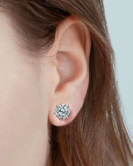 Radiant 4 Carat Moissanite Stud Earrings in Sterling Silver