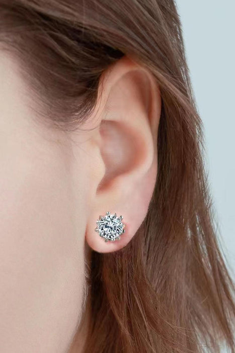 Radiant Moissanite Sterling Silver Stud Earrings - 4 Carats with Platinum Plating