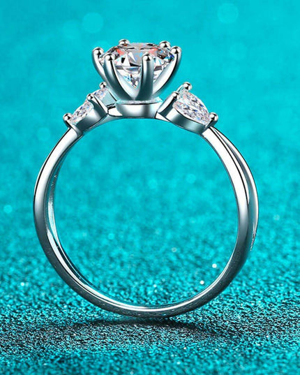 Elegant 1 Carat Moissanite Sterling Silver Ring with Sparkling Zircon Accents