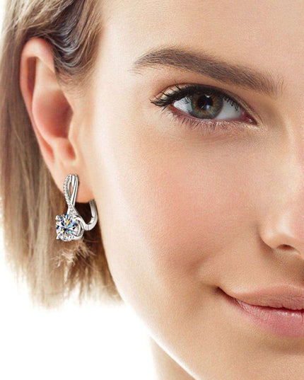 Exquisite 4 Carat Moissanite and Zircon Sterling Silver Earrings with Elegant Gold and Platinum Finish