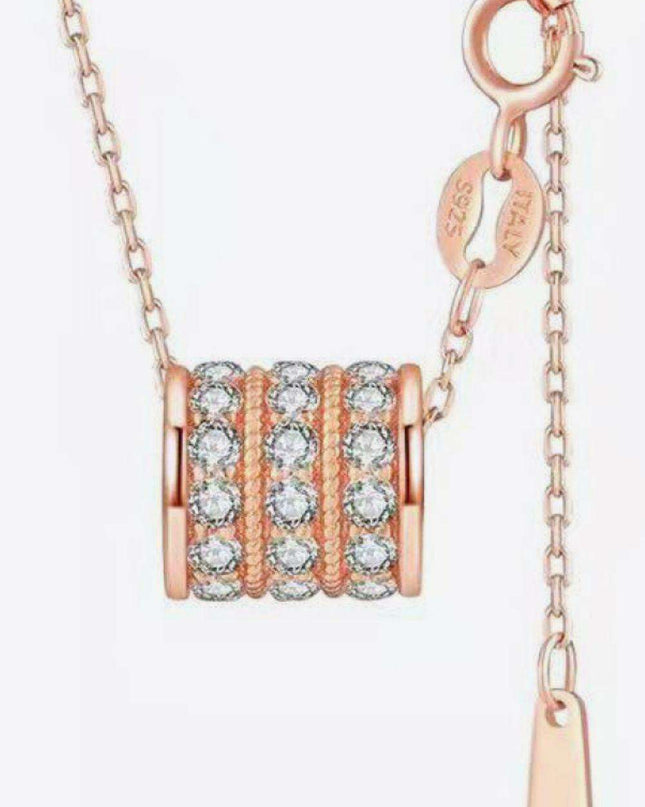 Elegant Moissanite Pendant Necklace with Platinum and Rose Gold Accents