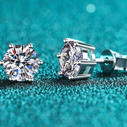 Sophisticated Moissanite and Lab-Diamond Sterling Silver Stud Earrings