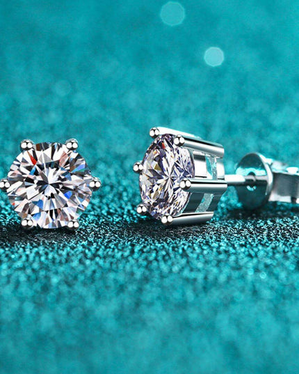 Sophisticated Moissanite and Lab-Diamond Sterling Silver Stud Earrings