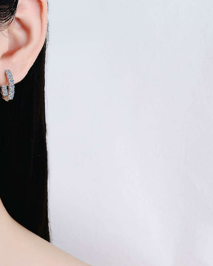 Elegant Moissanite-Studded Sterling Silver Hoop Earrings