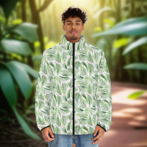 Green leaves Men's Puffer Jacket