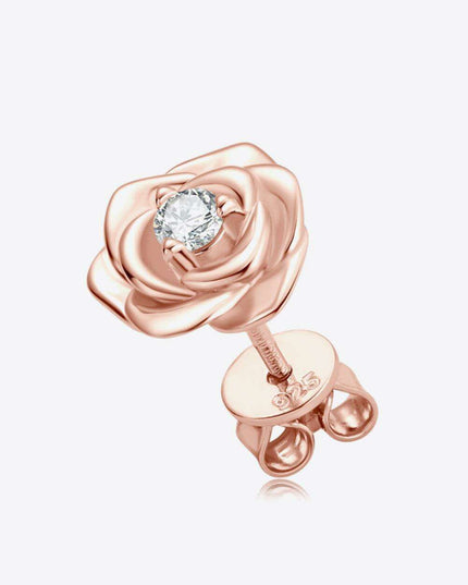 Floral Elegance: Lab-Grown Diamond Sterling Silver Earrings