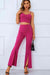 Yoga Chic Sweetheart Neck Cami and Flare Pants Set