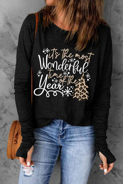 Stylish Graphic Print Long Sleeve T-Shirt for Effortless Chic