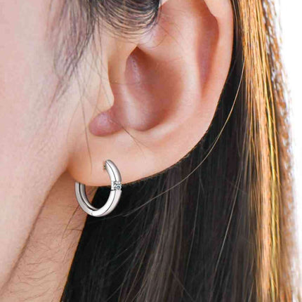 Elegant Moissanite Huggie Earrings in Sterling Silver with Dazzling Gemstones