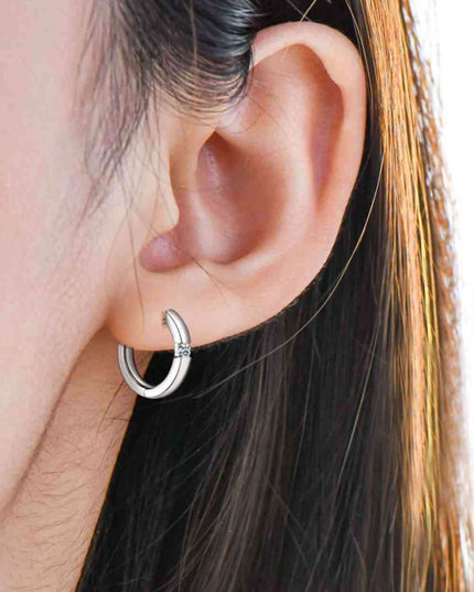 Elegant Moissanite Huggie Earrings in Sterling Silver with Dazzling Gemstones