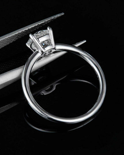 Elegant 1 Carat Platinum-Plated Lab-Diamond Sterling Silver Ring