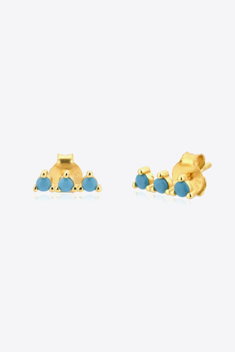 Exquisite 925 Sterling Silver Earrings with Gold-Plated Zircon Gemstones