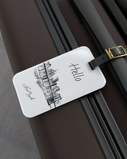 Elegant Customizable Acrylic Luggage Tag Duo with Premium Leather Straps