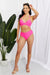 Pink Summer Splash Halter Bikini Set with Twisted Front by Marina West Swim