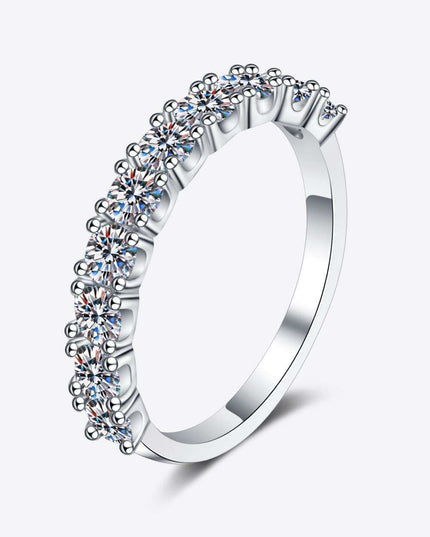 Elegant Moissanite and Rhodium Half-Eternity Band Ring