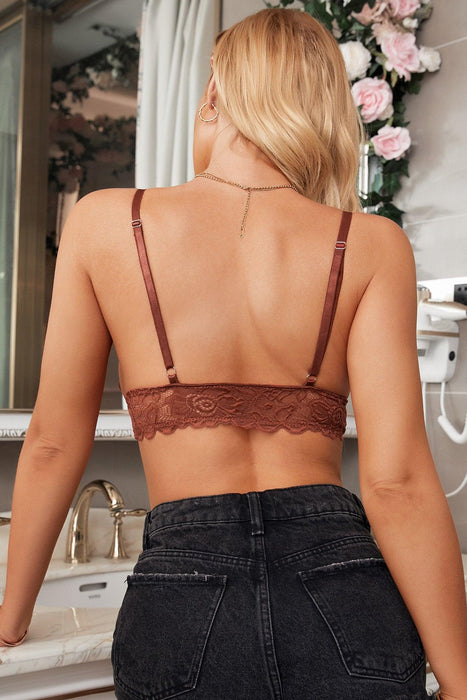 Floral Lace Sweetheart Bralette with Scalloped Hem