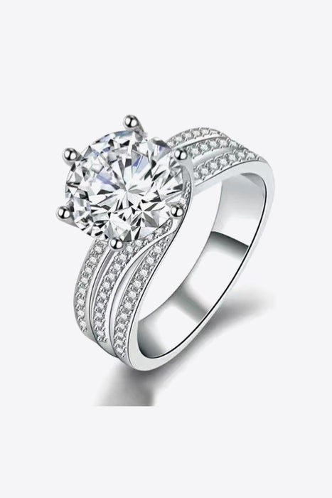 Triple-Band Moissanite Silver Ring Set with Sparkling Zircon Accents