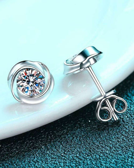 Luxurious Lab-Created Diamond Sterling Silver Stud Earrings for Effortless Elegance