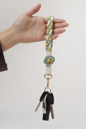 Floral Braided Wristlet Key Chain-Trendsi-Gum Leaf-One Size-Très Elite