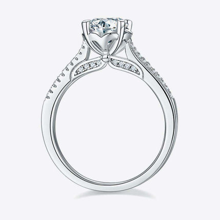 Dazzling Lab-Grown Diamond Sterling Silver Ring with Sparkling Side Stones