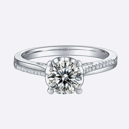 Dazzling Lab-Grown Diamond Sterling Silver Ring with Sparkling Side Stones