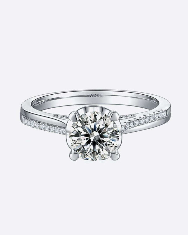 Dazzling Lab-Grown Diamond Sterling Silver Ring with Sparkling Side Stones
