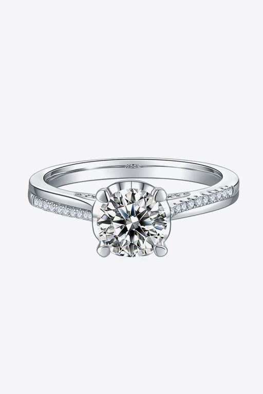 Elegant Lab Grown Diamond Sterling Silver Ring with Sparkling Side Stones