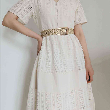 Asymmetrical Clasp Woven Waist Belt for Effortless Chic Style