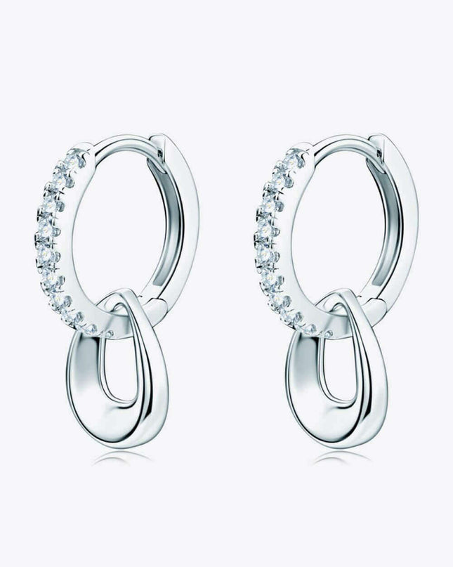 Elegant Silver Double Hoops with Dazzling Lab-Diamond Accents