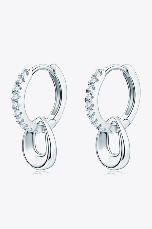 Sterling Silver Double Hoop Earrings with Lab-Diamond Accents - Elegant Statement Pieces