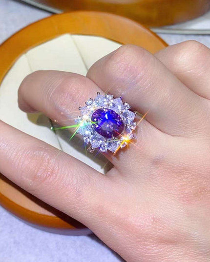 Stunning 3-Carat Lab-Grown Diamond Platinum Ring with Zircon Highlights