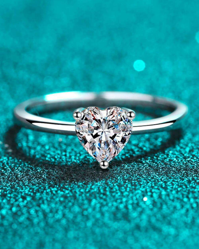Heart's Desire Lab-Diamond Silver Solitaire Ring