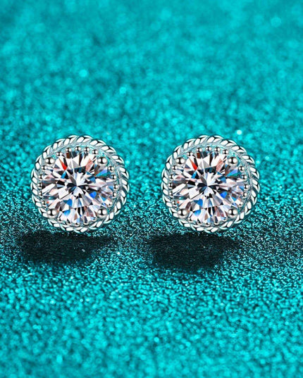 Radiant 1 Carat Lab-Diamond Sterling Silver Earrings with Rhodium Plating - Classic Elegance Lab-Diamond Earrings