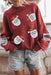 Santa Patch Sequin Sweatshirt with Round Neck