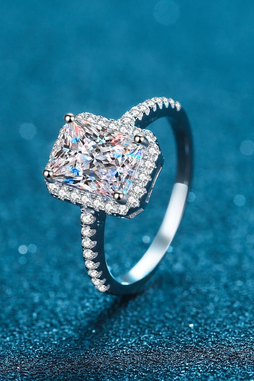 Dazzling 2 Carat Moissanite Sterling Silver Halo Ring with Zircon Accents - Luxe Edition