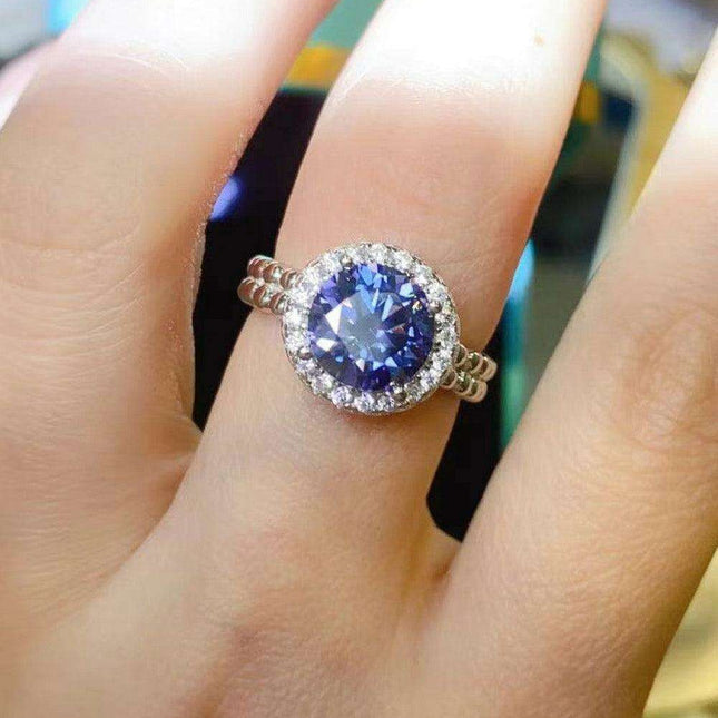 Modern Elegance Moissanite and Sterling Silver Geometric Ring Set