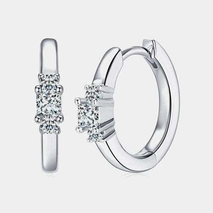 Elegant Moissanite 0.42 Carat Sterling Silver Hoop Earrings