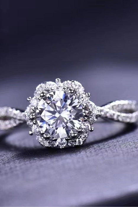 1-Carat Moissanite Platinum Ring - Elegant Six-Prong Design