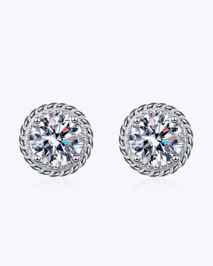 Sleek Rhodium-Plated Sterling Silver Stud Earrings with 1 Carat Lab-Grown Diamonds