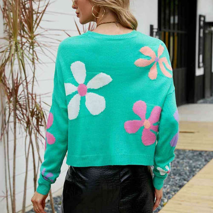 Cozy Blossom Oversized Acrylic Knit Jumper