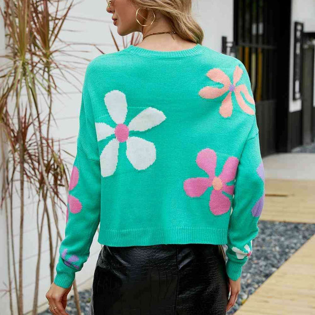 Cozy Blossom Oversized Acrylic Knit Jumper