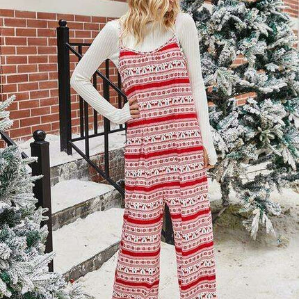 Festive Season Christmas Color Block Jumpsuit
