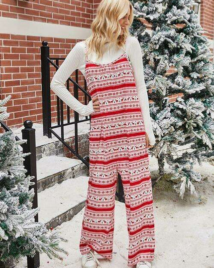 Festive Season Christmas Color Block Jumpsuit