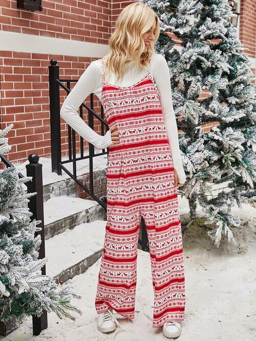 Holiday Hues Wide-Leg Jumpsuit in Festive Color Block