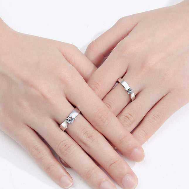 Moissanite Elegance: Rhodium-Plated Sterling Silver Ring