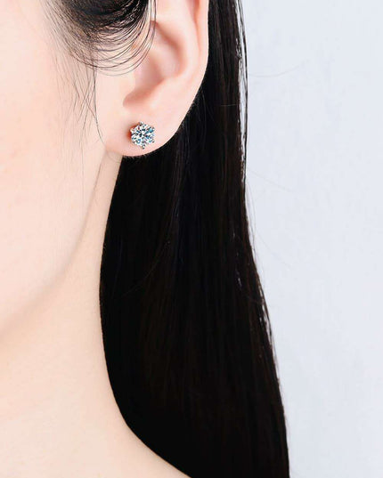 Radiant 1 Carat Rhodium-Plated Lab-Grown Diamond Stud Earrings