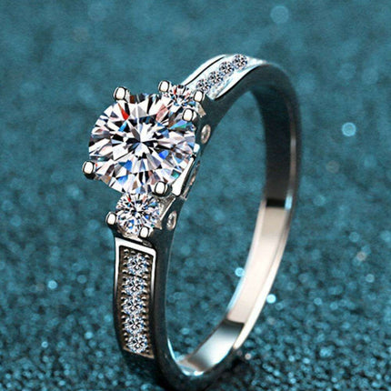 Elegant Minimalist Lab-Grown Diamond Silver Ring with Sparkling Zircon Accents