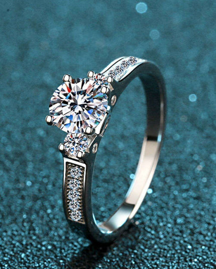 Elegant Minimalist Lab-Grown Diamond Silver Ring with Sparkling Zircon Accents