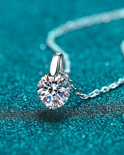 Sophisticated Silver Lab Created Diamond Pendant Necklace with Rhodium Elegance
